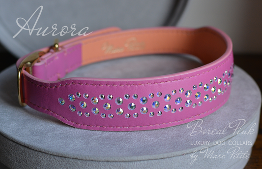 Swarovski Dog Collar Aurora Boreal Pink