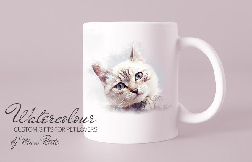 Custom Personalized Cat Cup from Photo - Watercolour