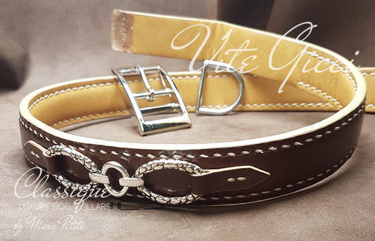 Handmade & Hand sewn High-end vegetal leather dog collar