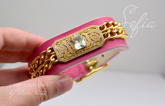 Luxury Dog Collar in rose and crystals