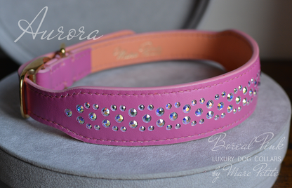 Swarovski Dog Collar Aurora Boreal Pink
