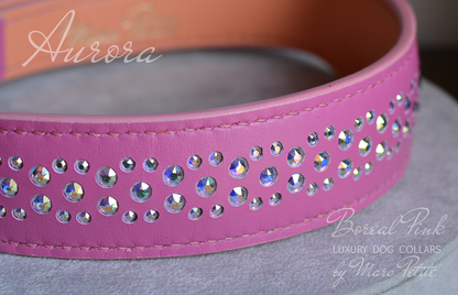 Swarovski Dog Collar Aurora Boreal Pink