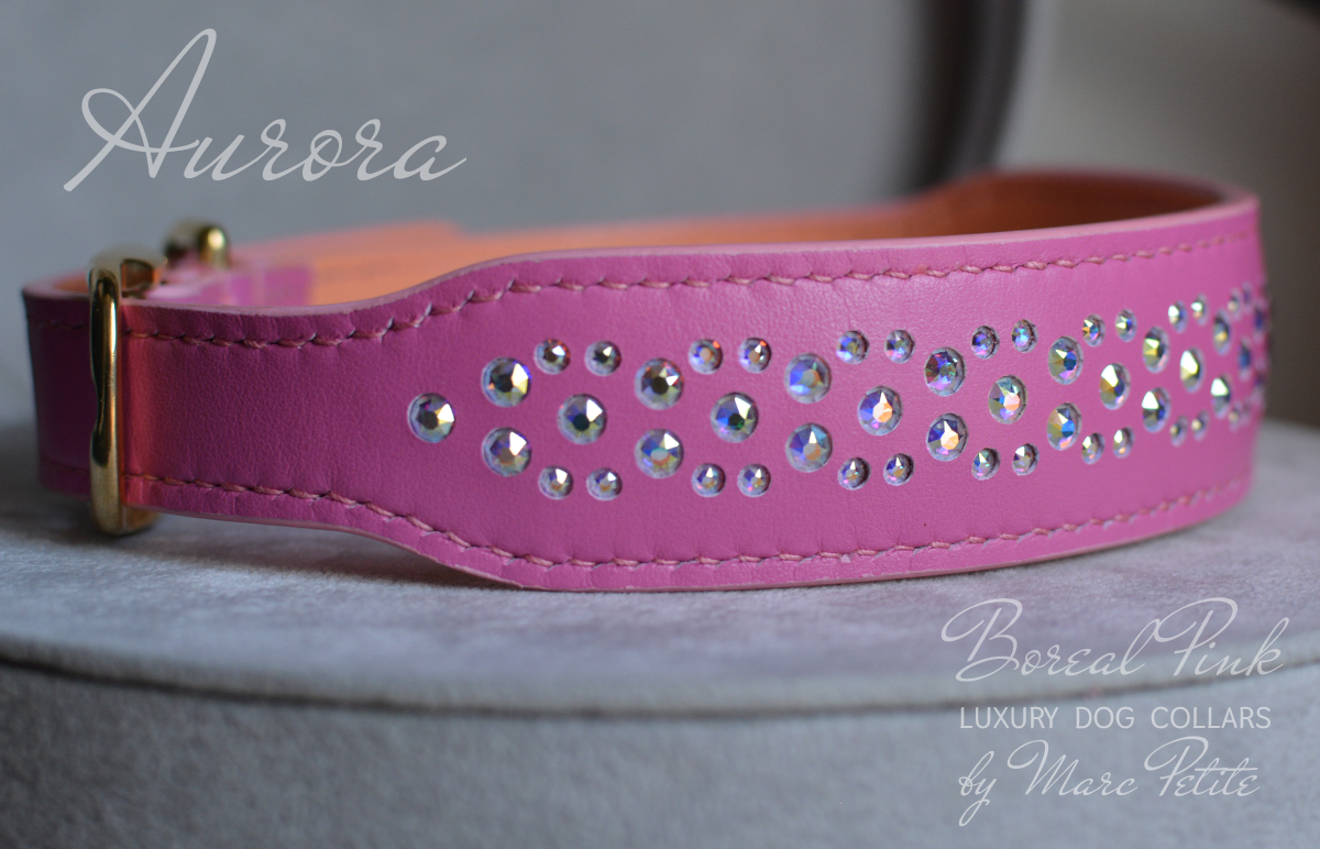 Swarovski Dog Collar Aurora Boreal Pink
