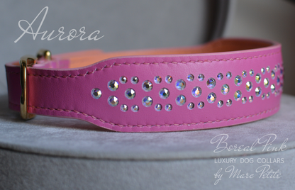 Swarovski Dog Collar Aurora Boreal Pink