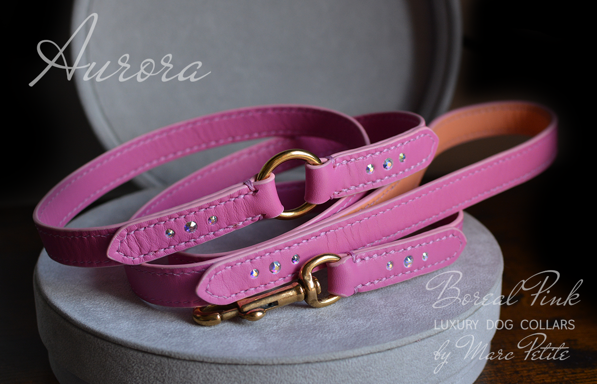 Swarovski Dog  Leash Aurora Boreal Pink