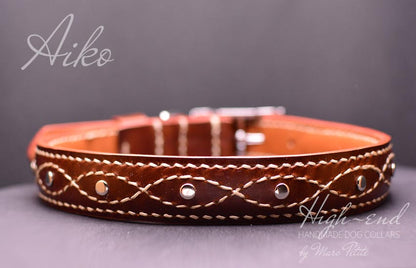 high end dog collar made of vegetal tanned leather