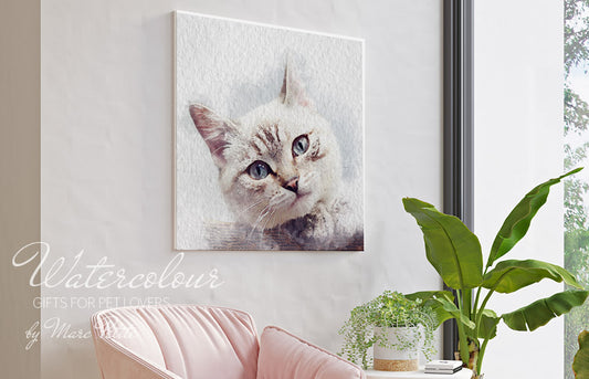 Custom Cat Portrait from Photo - Watercolour