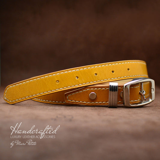 Handcrafted Yellow Mustard Full Grain Leather Belt with Stainless Steel Buckle